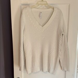 Athleta Cream V-Neck Sweater